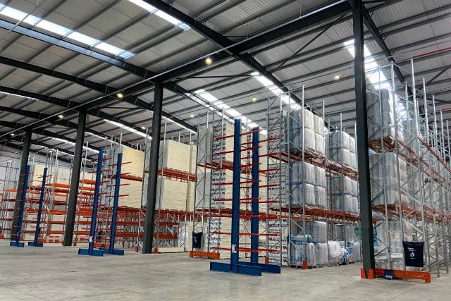 Pallet racking and cantilever racking in warehouse